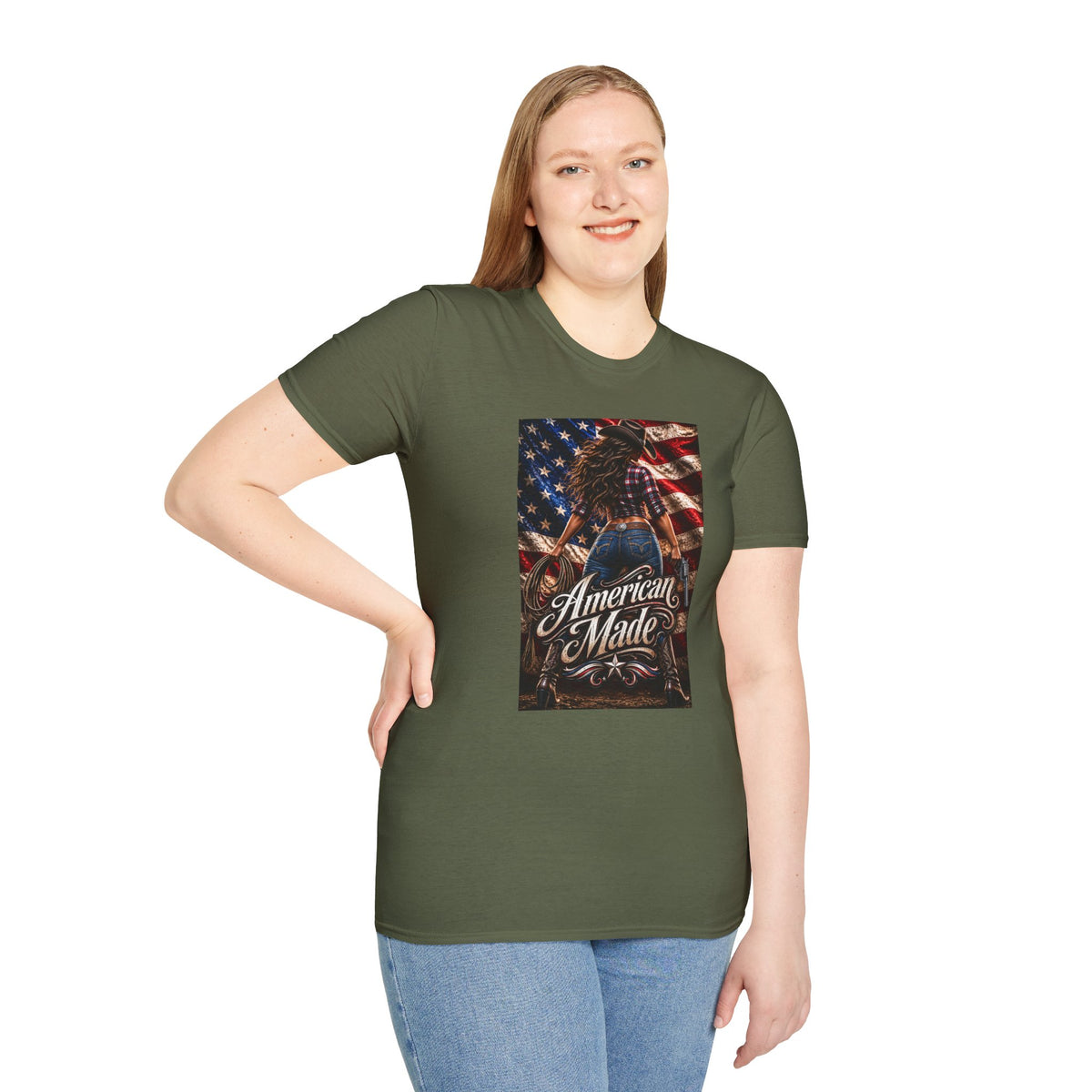 American Made Tee — Patriotic Cowgirl Flag T-Shirt