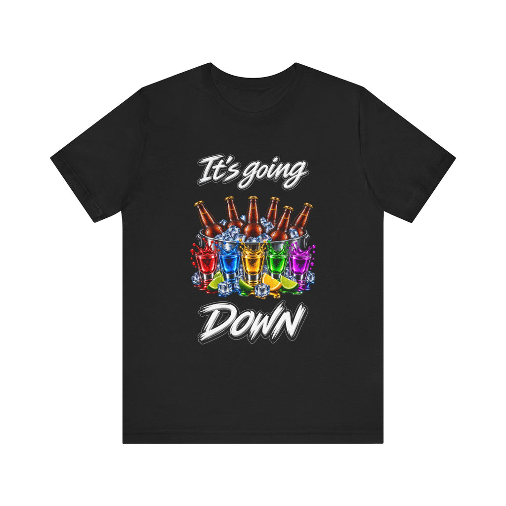 It's Going Down Party T-Shirt — Colorful Bottles and Shots
