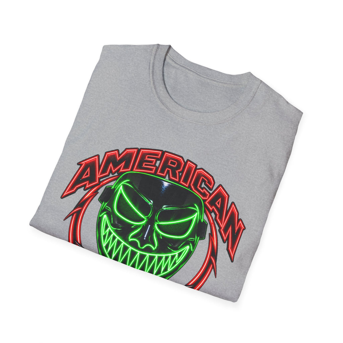 American Flex Graphic T-Shirt — Neon Skull Patriotic Streetwear