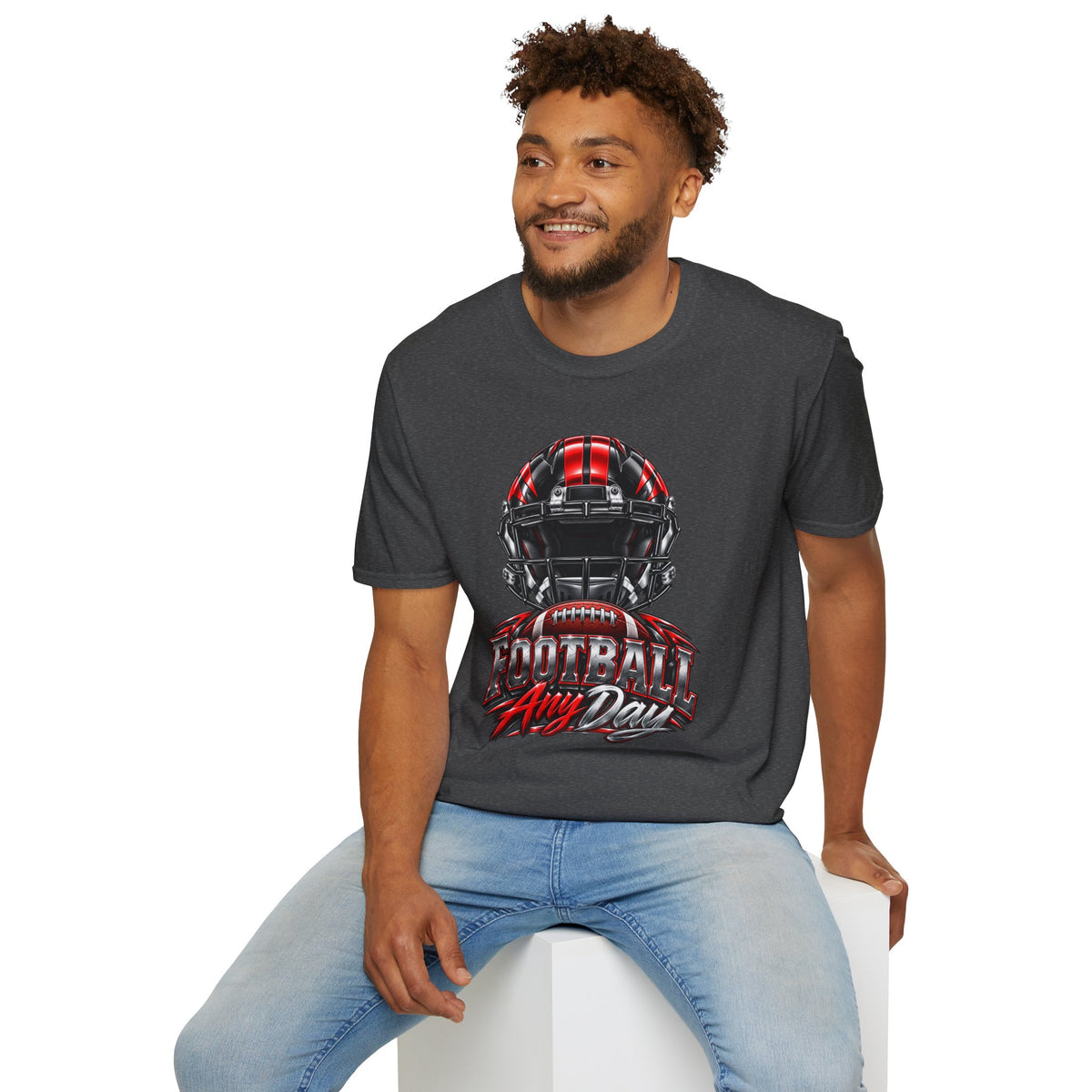 Football Any Day T-Shirt — Helmet Graphic Tee for Football Fans