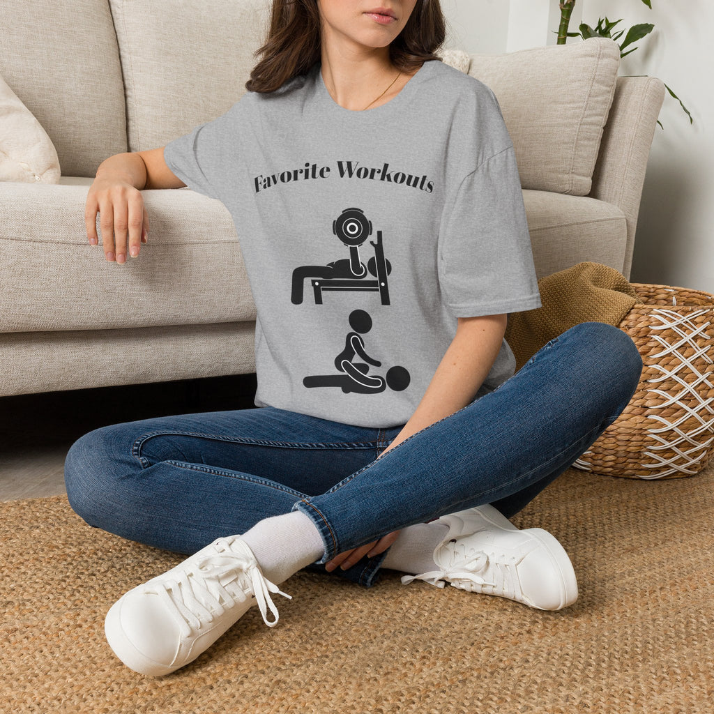 Favorite Workouts T-Shirt — Gym Exercise Icons Tee for Fitness Lovers