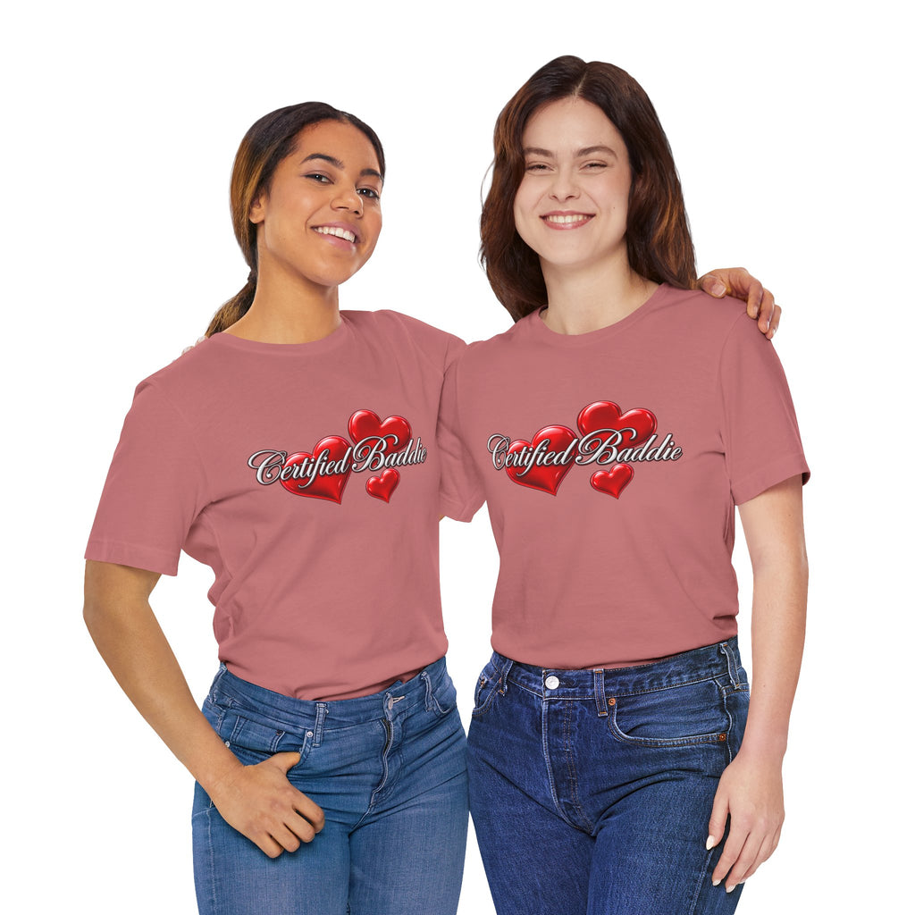 "Certified Baddie" Red Hearts Graphic Tee