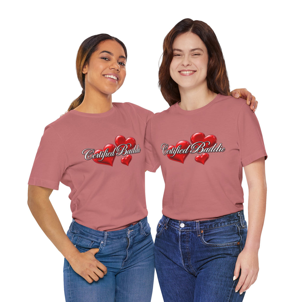 "Certified Baddie" Red Hearts Graphic Tee