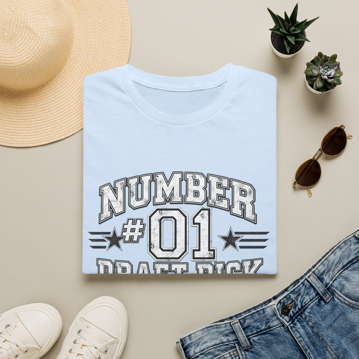 Number #01 Draft Pick T‑Shirt — Retro Sports Jersey Graphic