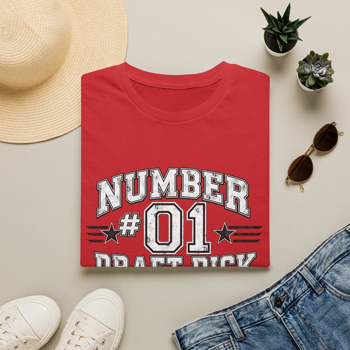 Number #01 Draft Pick T‑Shirt — Retro Sports Jersey Graphic