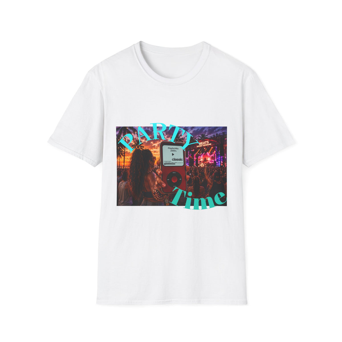 Party Time T-Shirt — Retro Concert Sunset Graphic with 'PARTY' & 'Vibes'