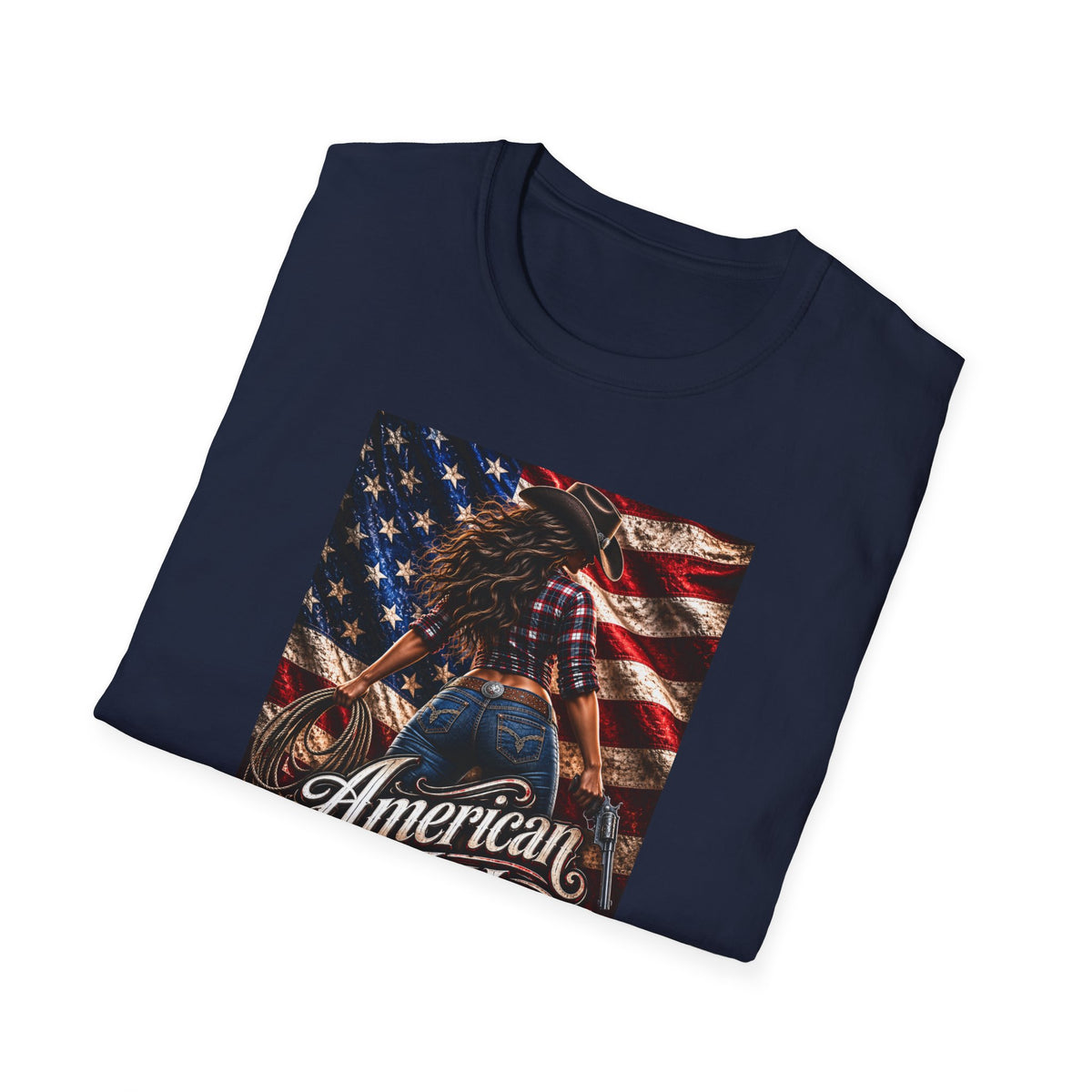 American Made Tee — Patriotic Cowgirl Flag T-Shirt
