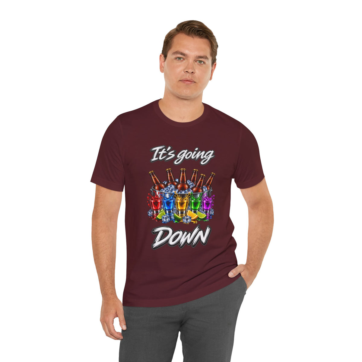 It's Going Down Party T-Shirt — Colorful Bottles and Shots