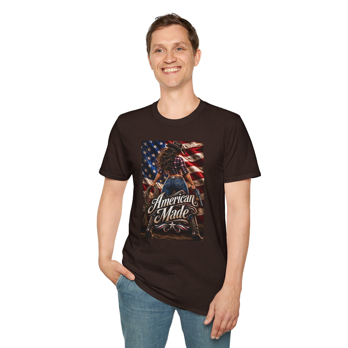 American Made Tee — Patriotic Cowgirl Flag T-Shirt