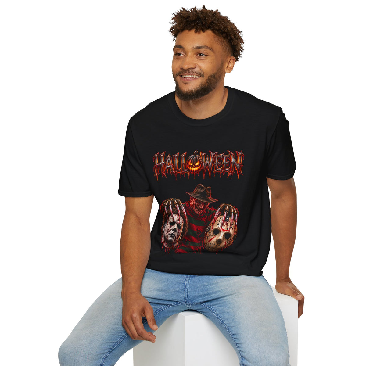 Halloween Mayhem — Freddy, Michael & Jason Mask Trio Graphic Tee