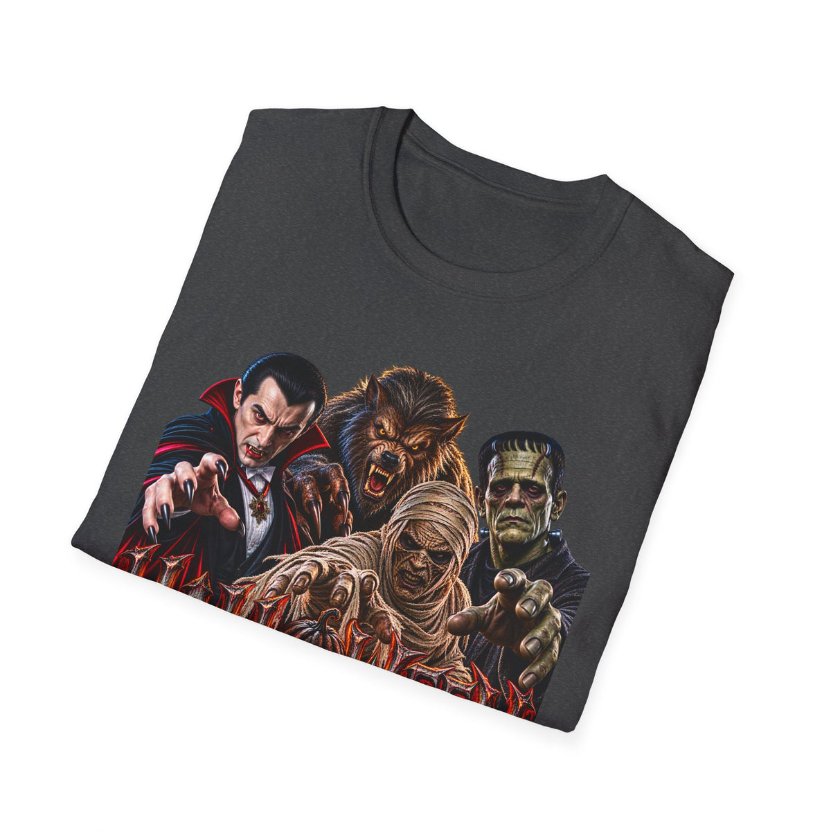 Halloween Classic Monsters T‑Shirt — Dracula, Werewolf, Mummy & Frankenstein Tee