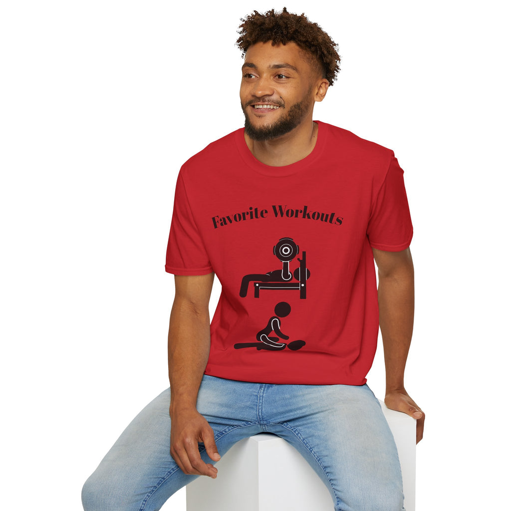 Favorite Workouts T-Shirt — Gym Exercise Icons Tee for Fitness Lovers