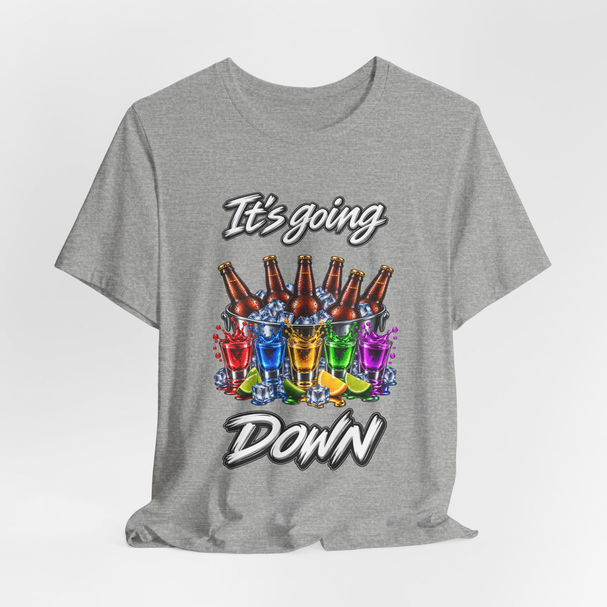 It's Going Down Party T-Shirt — Colorful Bottles and Shots