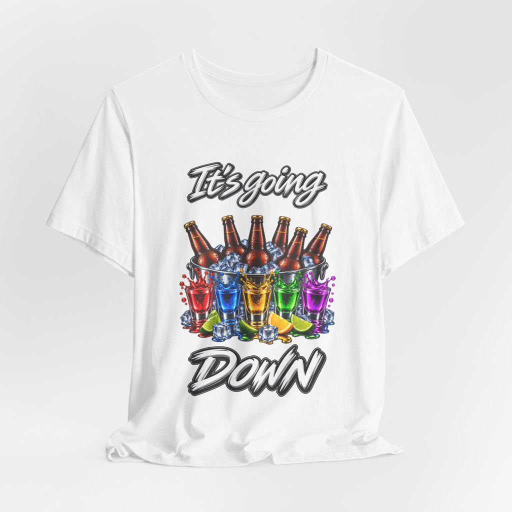 It's Going Down Party T-Shirt — Colorful Bottles and Shots