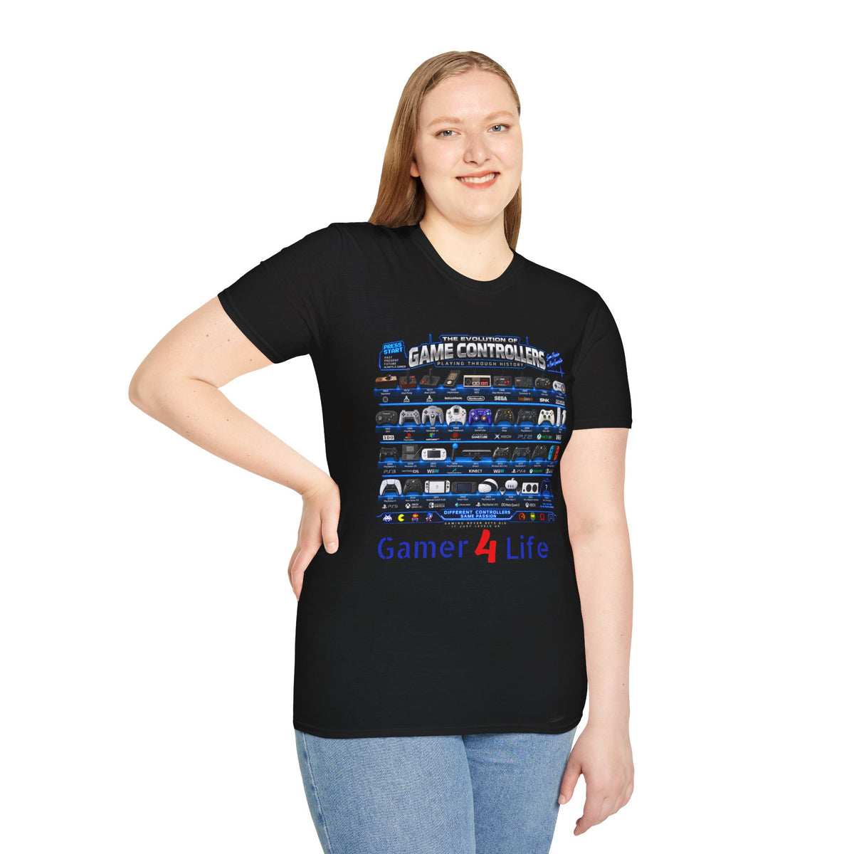 'Gamer 4 Life' Graphic Tee - Game Controllers Evolution