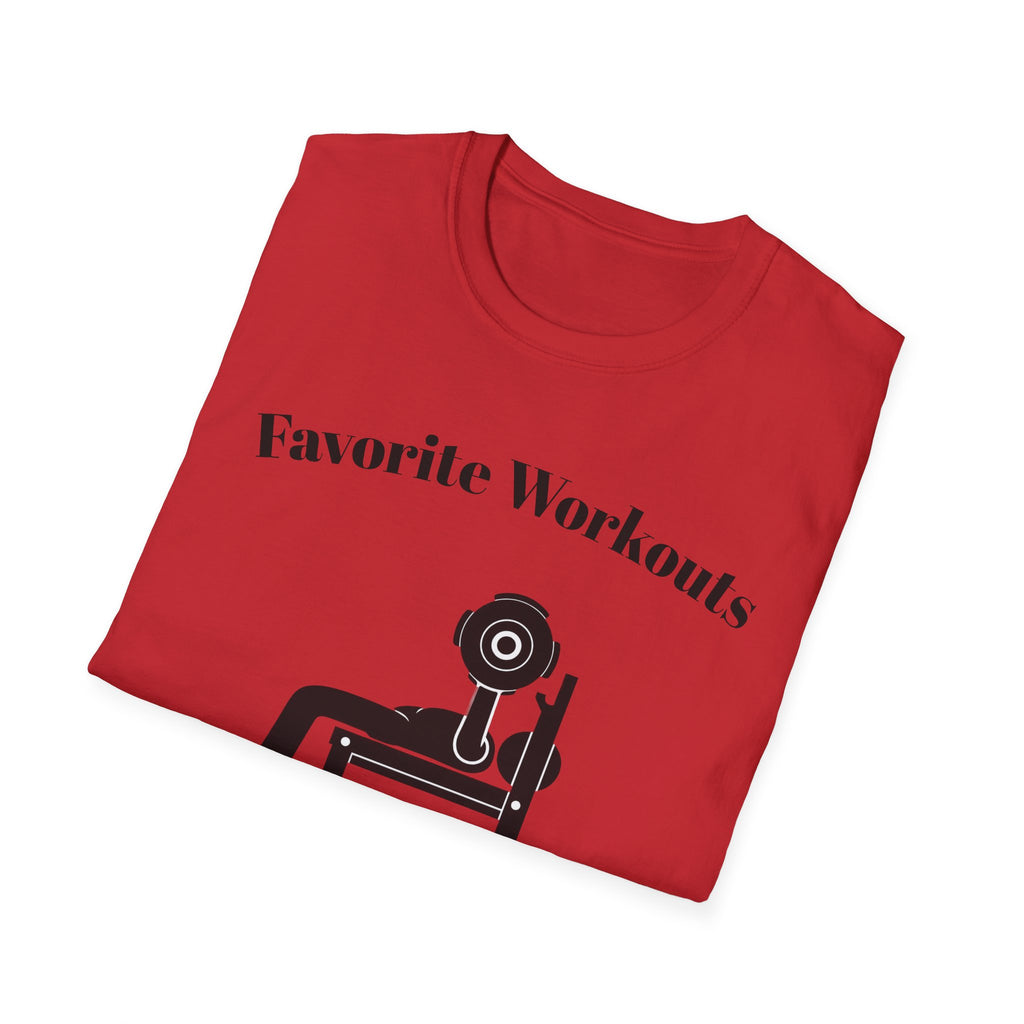 Favorite Workouts T-Shirt — Gym Exercise Icons Tee for Fitness Lovers