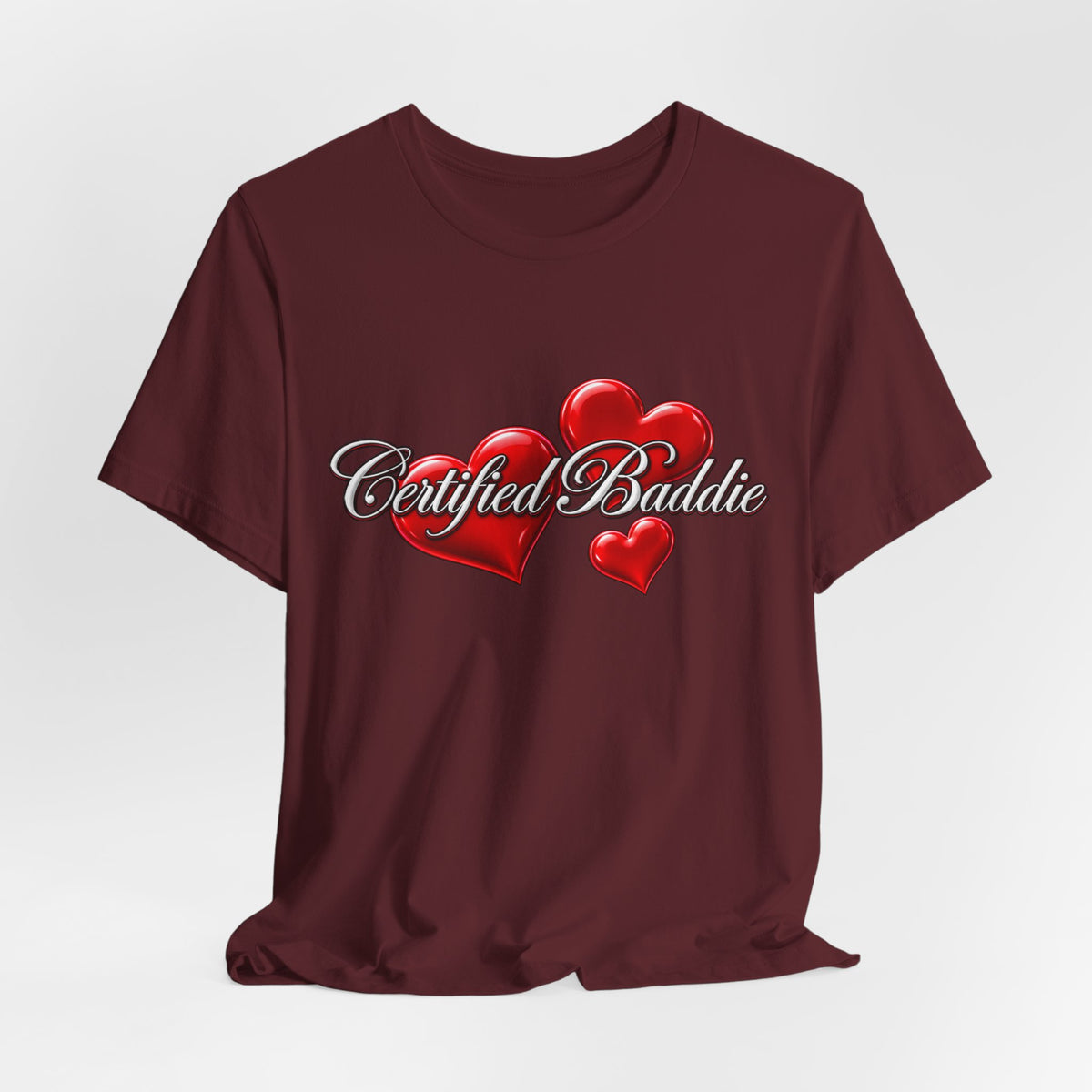 "Certified Baddie" Red Hearts Graphic Tee