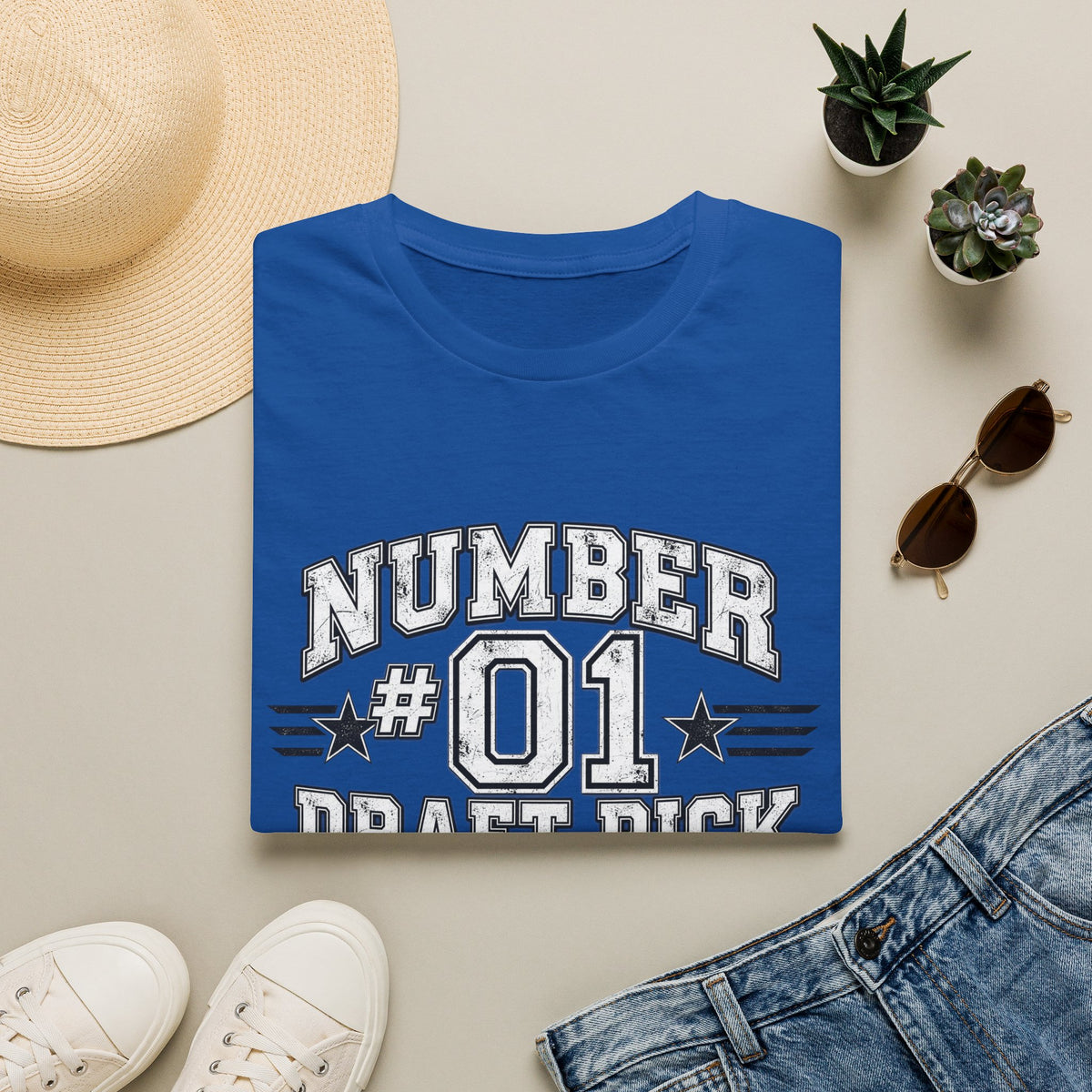 Number #01 Draft Pick T‑Shirt — Retro Sports Jersey Graphic