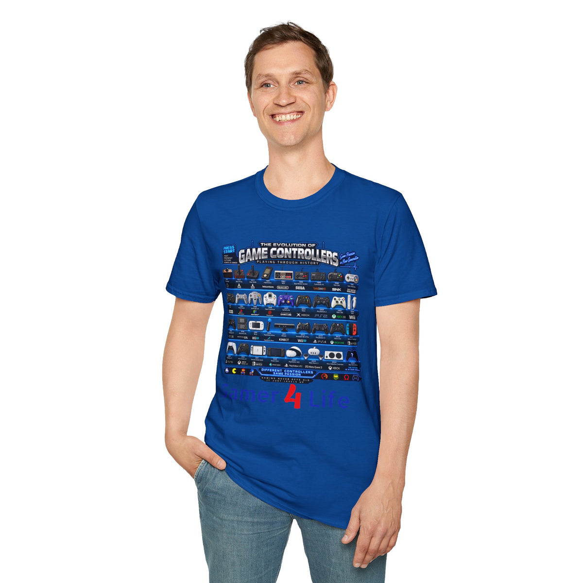'Gamer 4 Life' Graphic Tee - Game Controllers Evolution