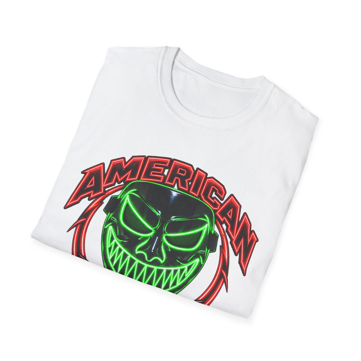 American Flex Graphic T-Shirt — Neon Skull Patriotic Streetwear