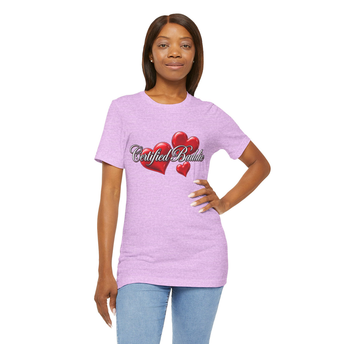 "Certified Baddie" Red Hearts Graphic Tee