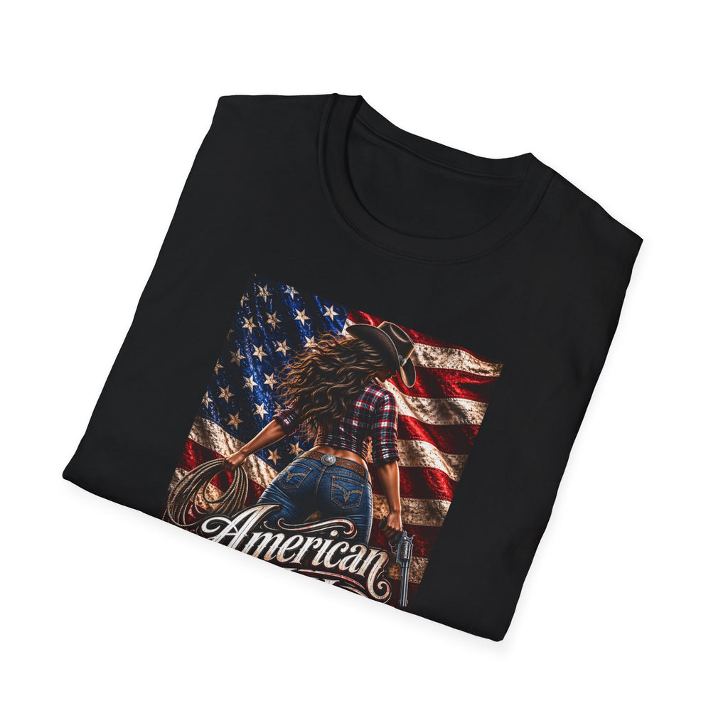 American Made Tee — Patriotic Cowgirl Flag T-Shirt