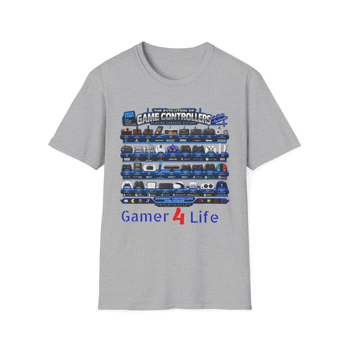 'Gamer 4 Life' Graphic Tee - Game Controllers Evolution