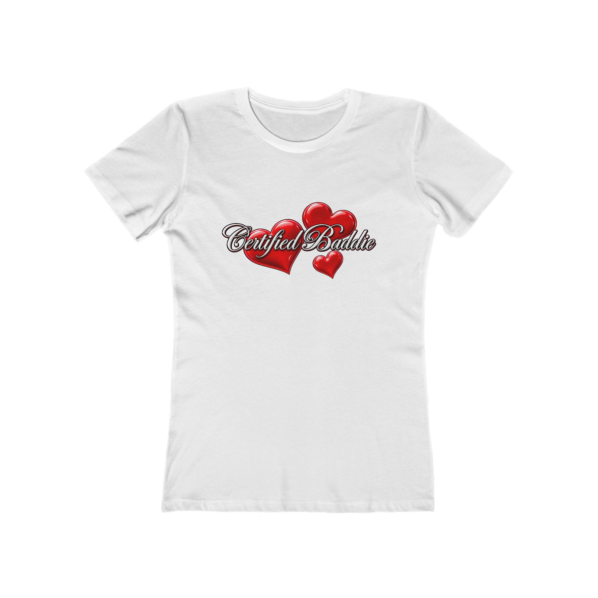 'Certified Baddie' Red Hearts Heart Fitted Tee