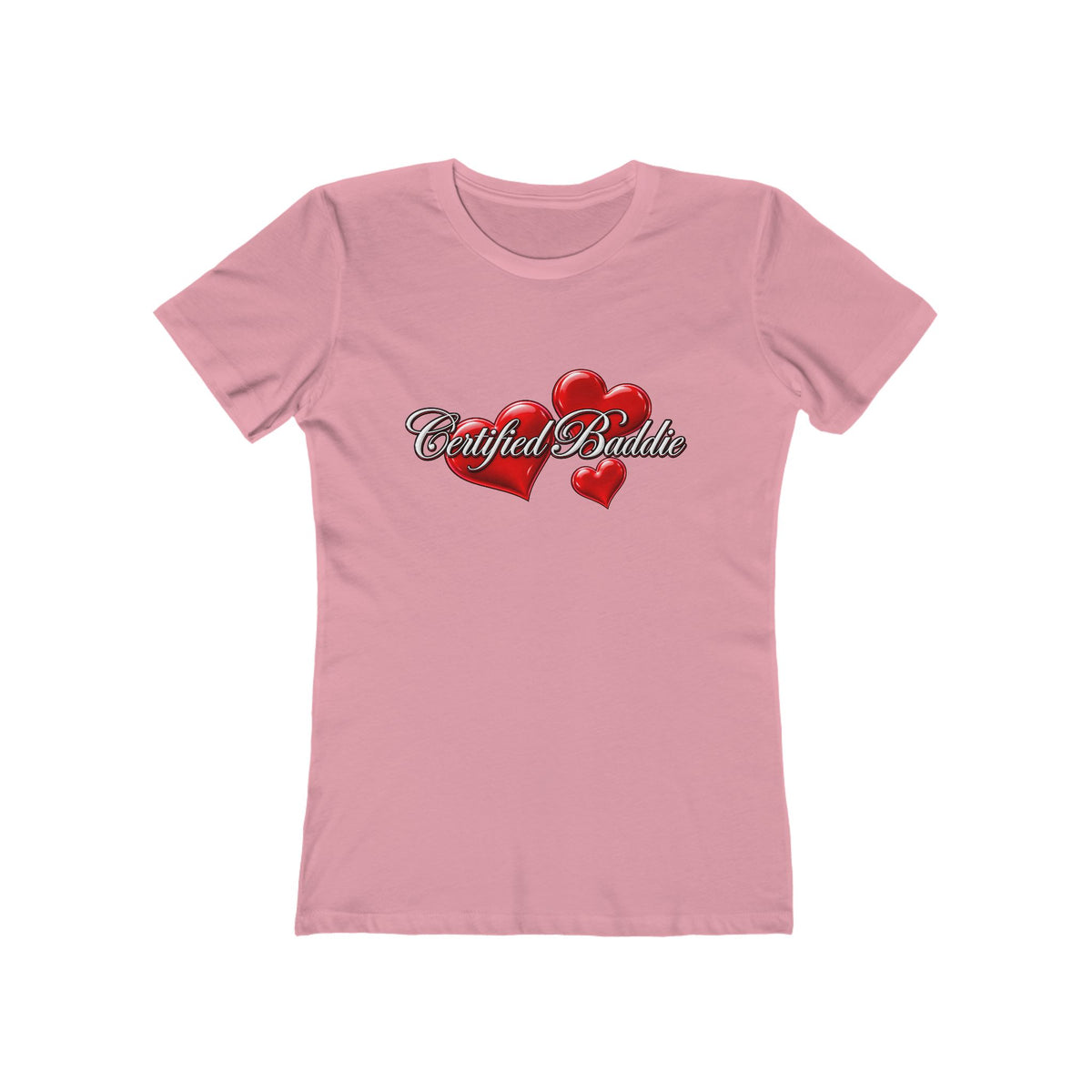 'Certified Baddie' Red Hearts Heart Fitted Tee