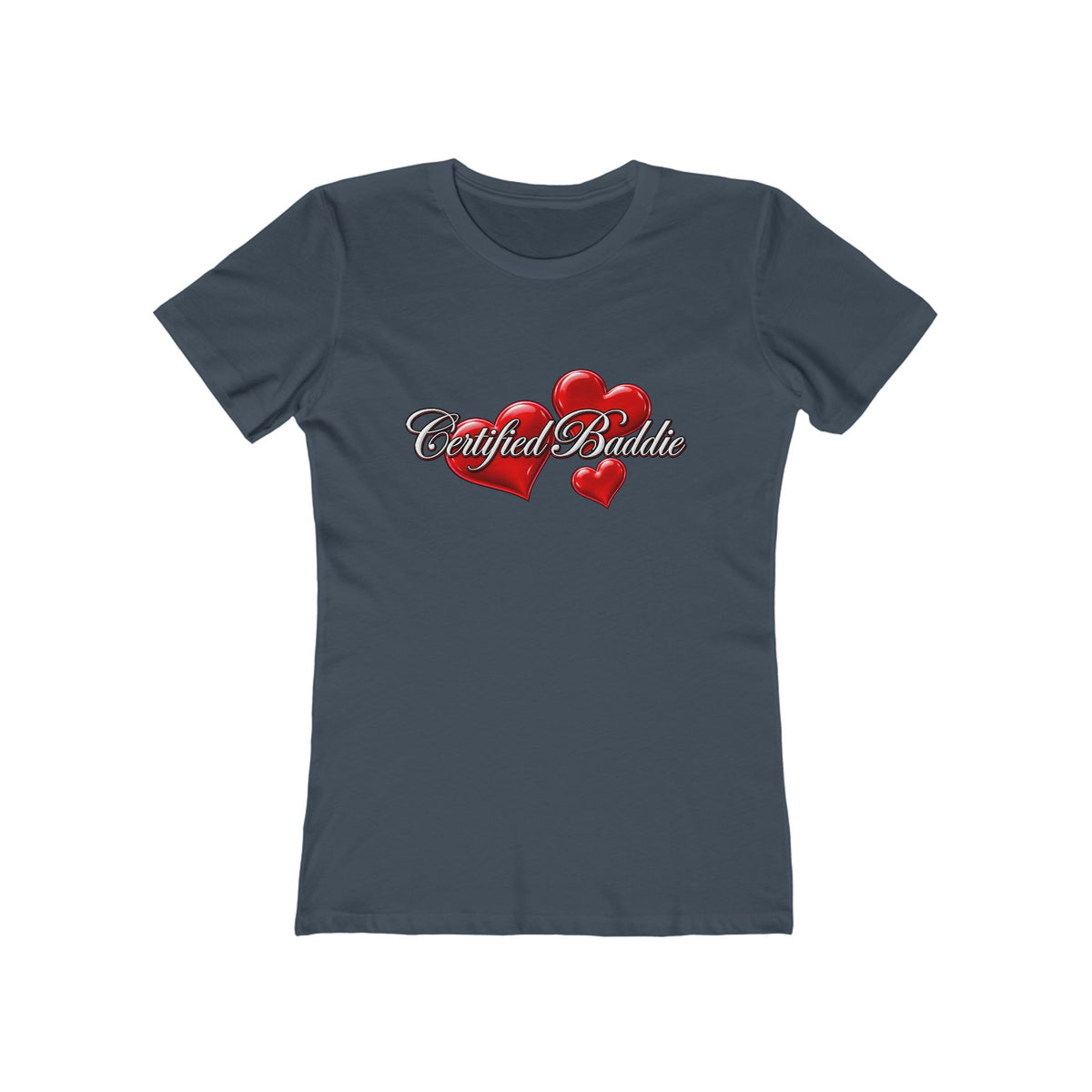 'Certified Baddie' Red Hearts Heart Fitted Tee