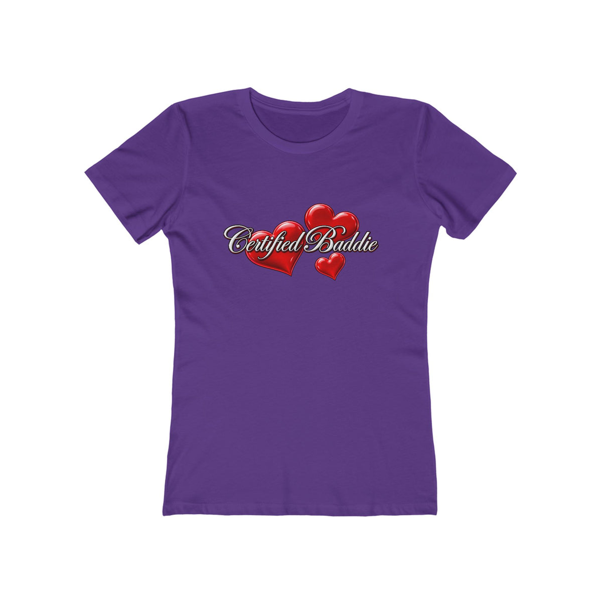 'Certified Baddie' Red Hearts Heart Fitted Tee