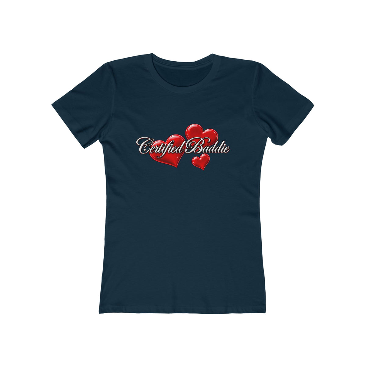 'Certified Baddie' Red Hearts Heart Fitted Tee