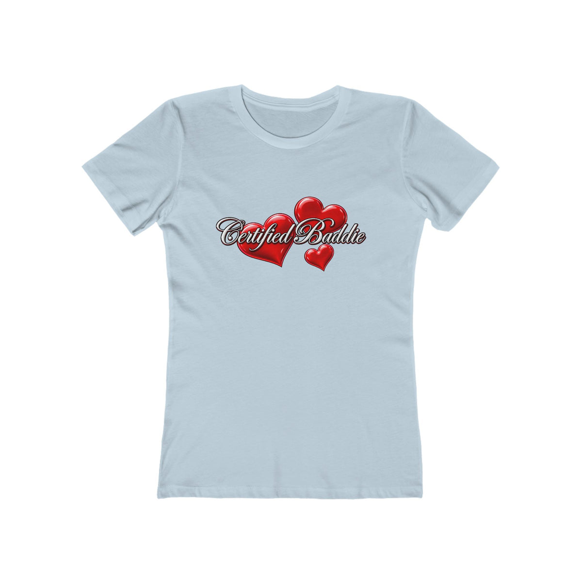 'Certified Baddie' Red Hearts Heart Fitted Tee