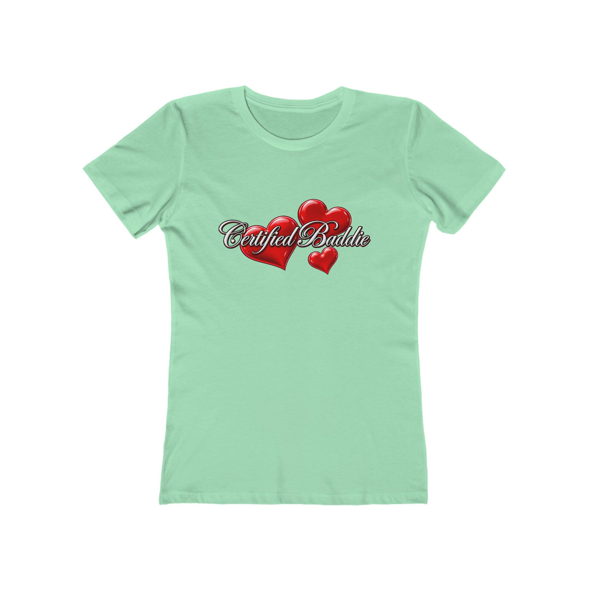 'Certified Baddie' Red Hearts Heart Fitted Tee