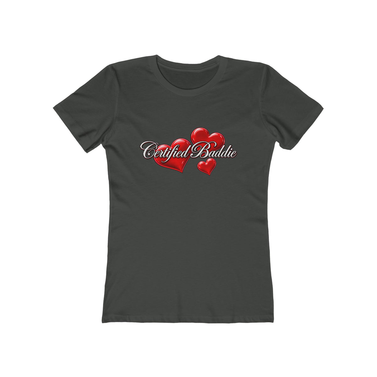 'Certified Baddie' Red Hearts Heart Fitted Tee