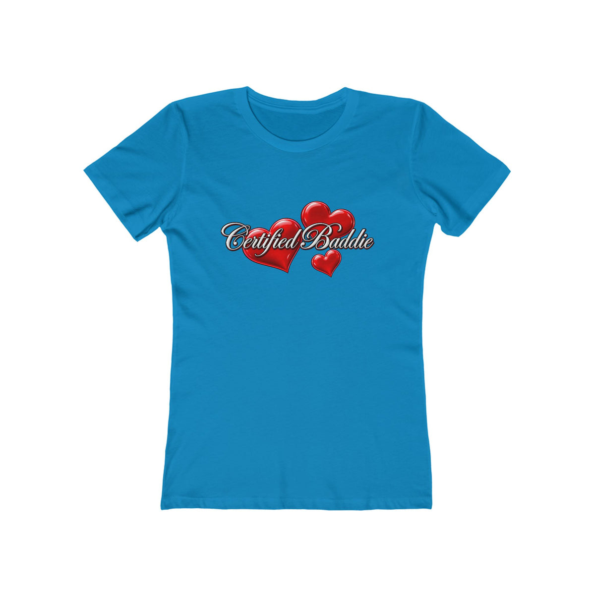 'Certified Baddie' Red Hearts Heart Fitted Tee