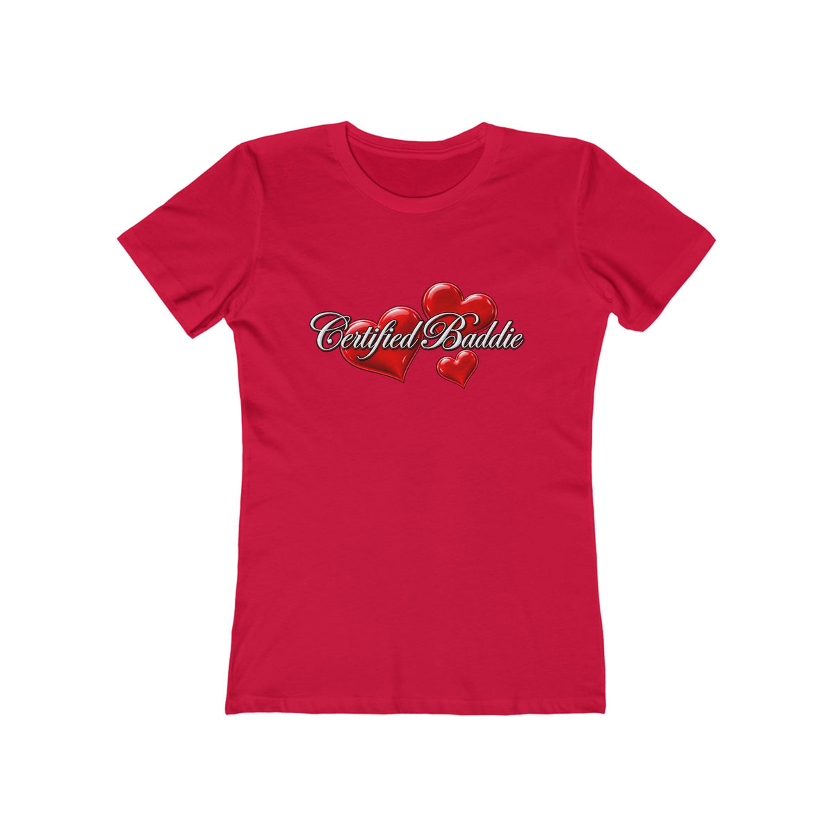 'Certified Baddie' Red Hearts Heart Fitted Tee