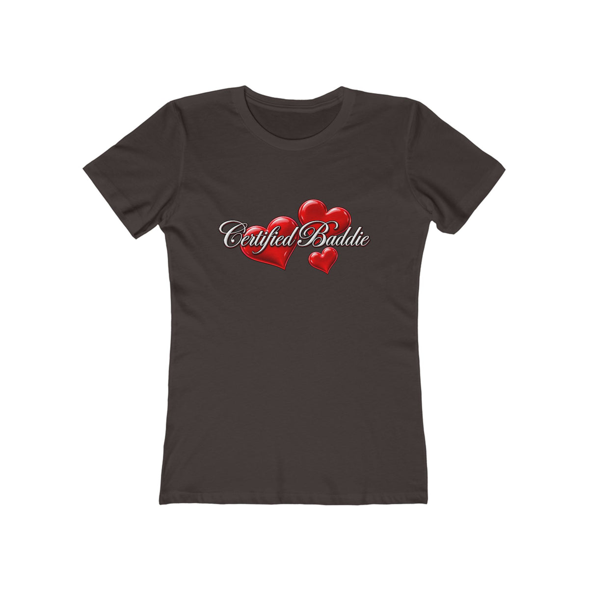 'Certified Baddie' Red Hearts Heart Fitted Tee