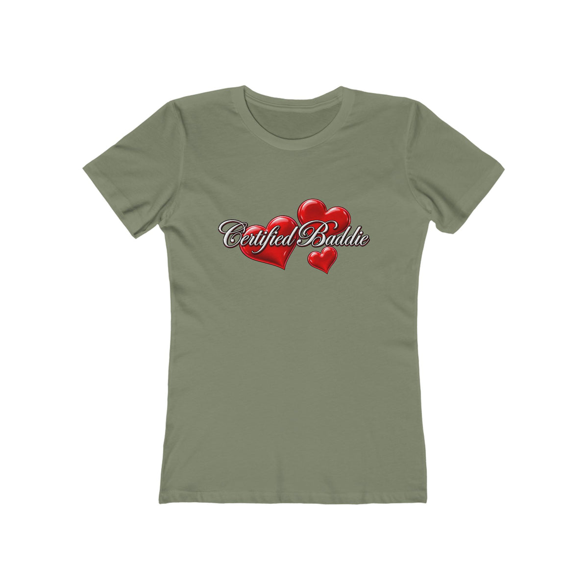 'Certified Baddie' Red Hearts Heart Fitted Tee