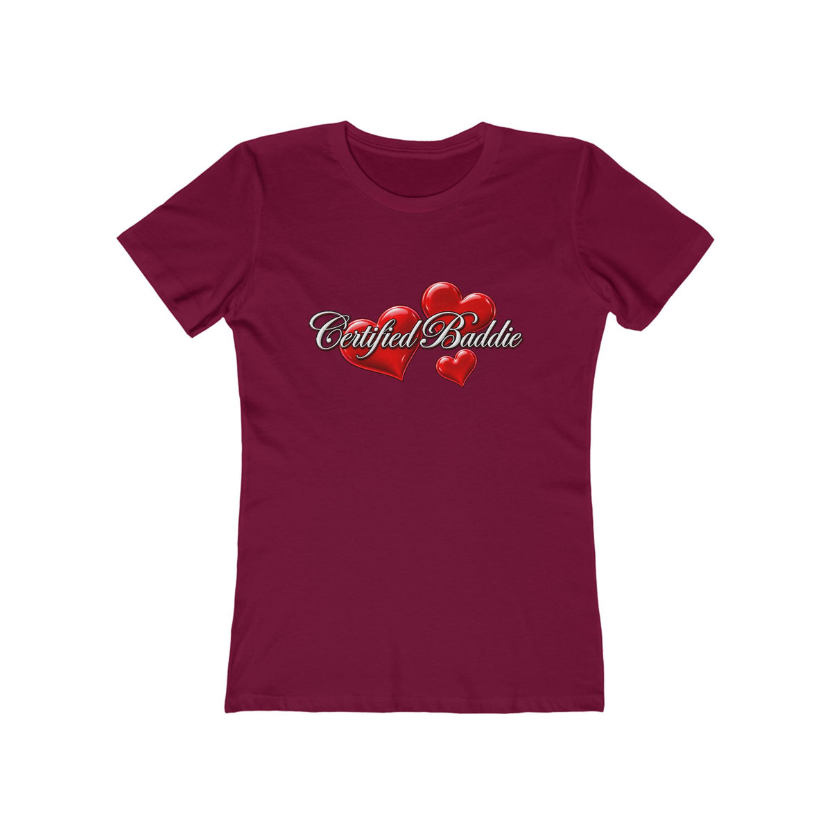 'Certified Baddie' Red Hearts Heart Fitted Tee