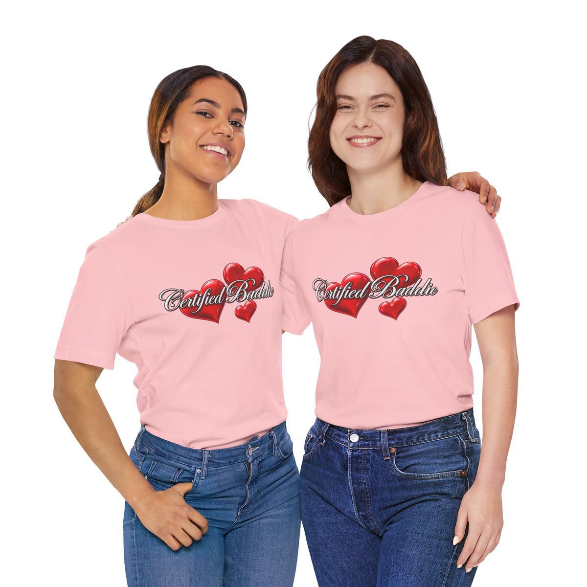 "Certified Baddie" Red Hearts Graphic Tee