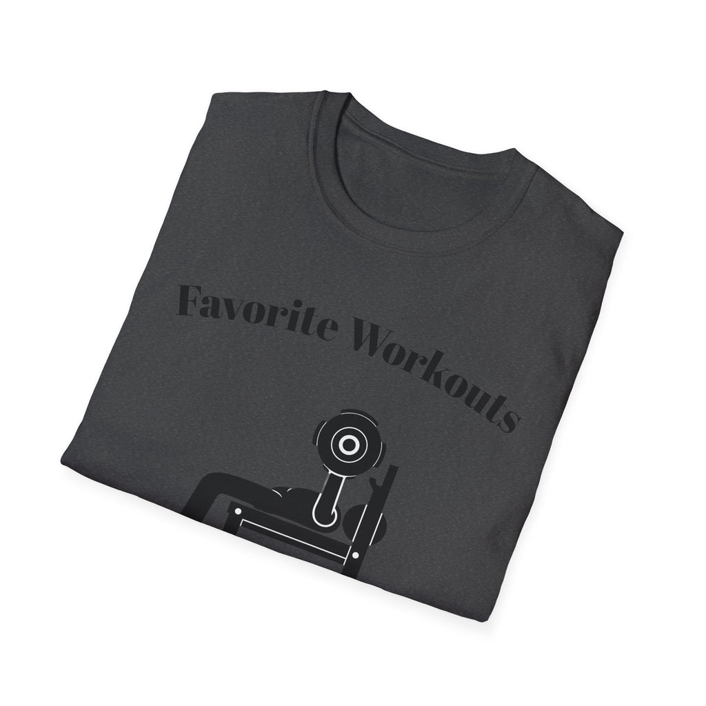 Favorite Workouts T-Shirt — Gym Exercise Icons Tee for Fitness Lovers
