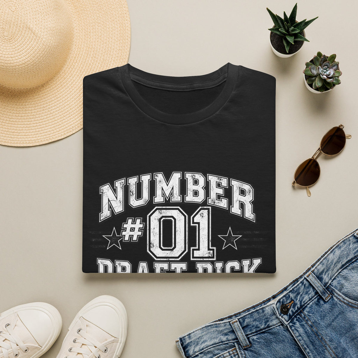 Number #01 Draft Pick T‑Shirt — Retro Sports Jersey Graphic