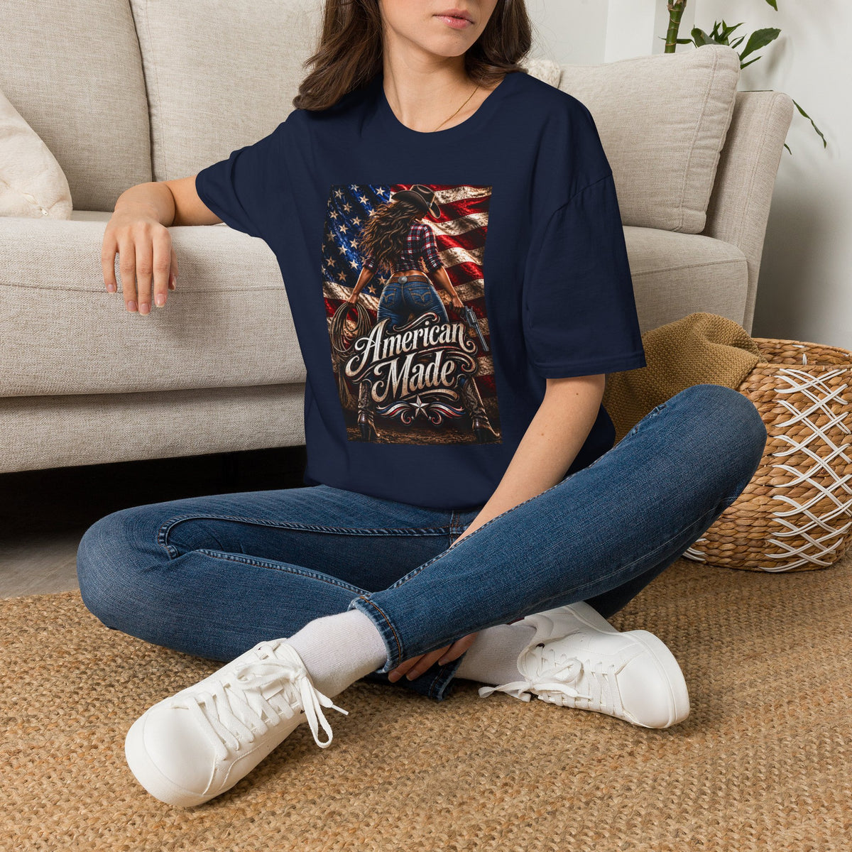 American Made Tee — Patriotic Cowgirl Flag T-Shirt