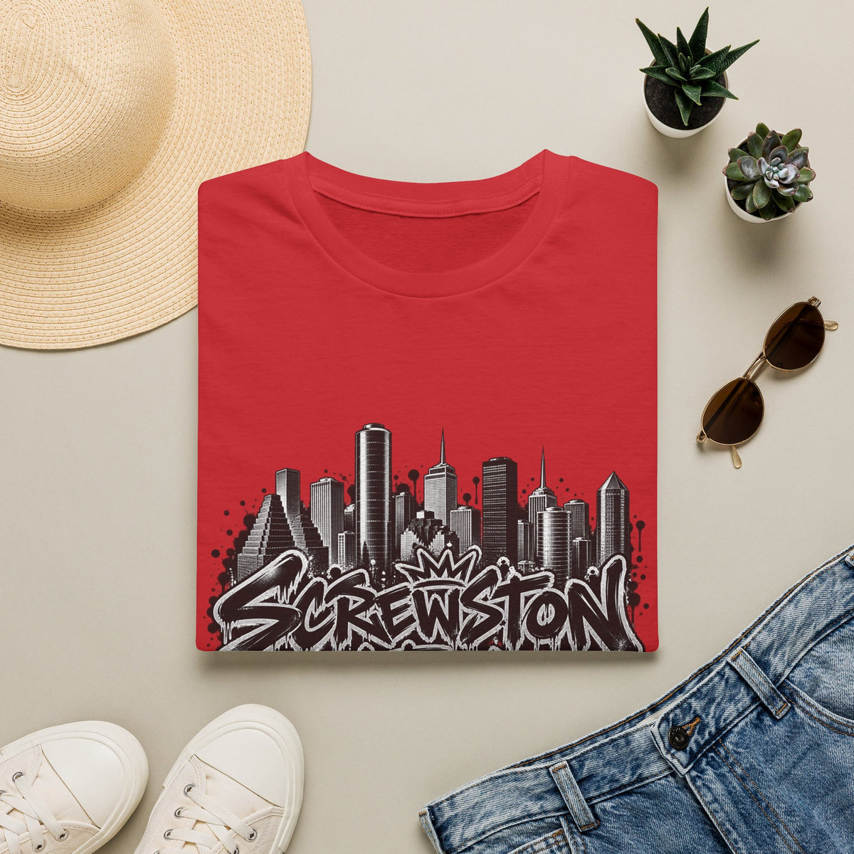 Screwston City  H-Town Skyline Graphic Tee
