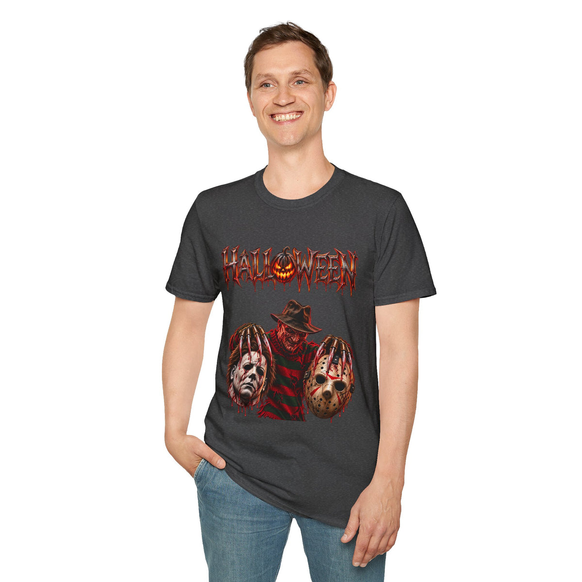 Halloween Mayhem — Freddy, Michael & Jason Mask Trio Graphic Tee