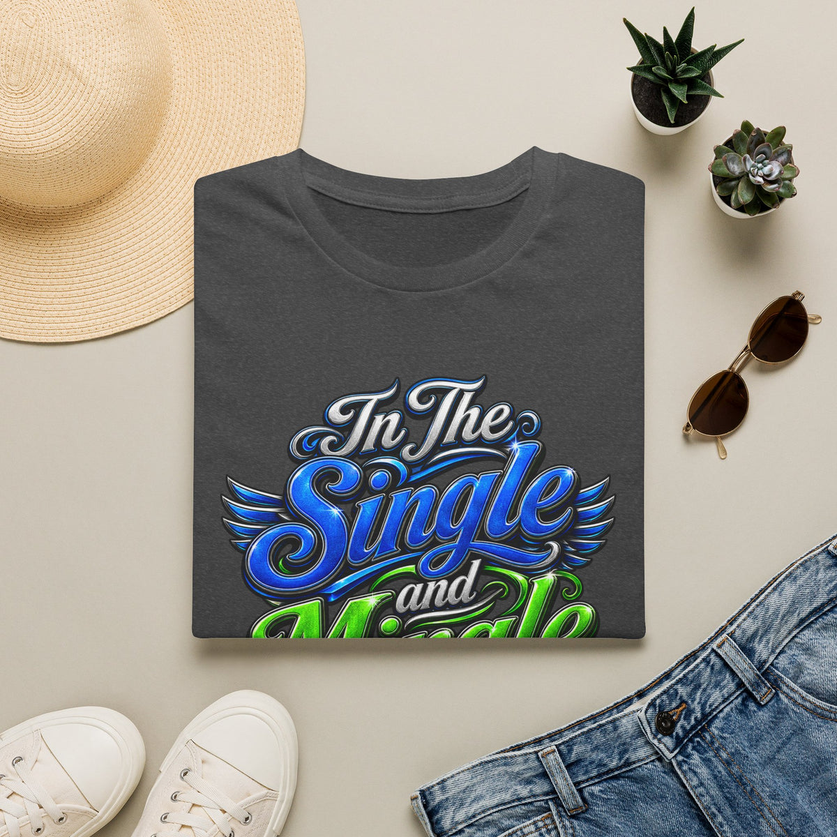 "In The Single and Mingle Stage" T-Shirt — Fun Party Tee
