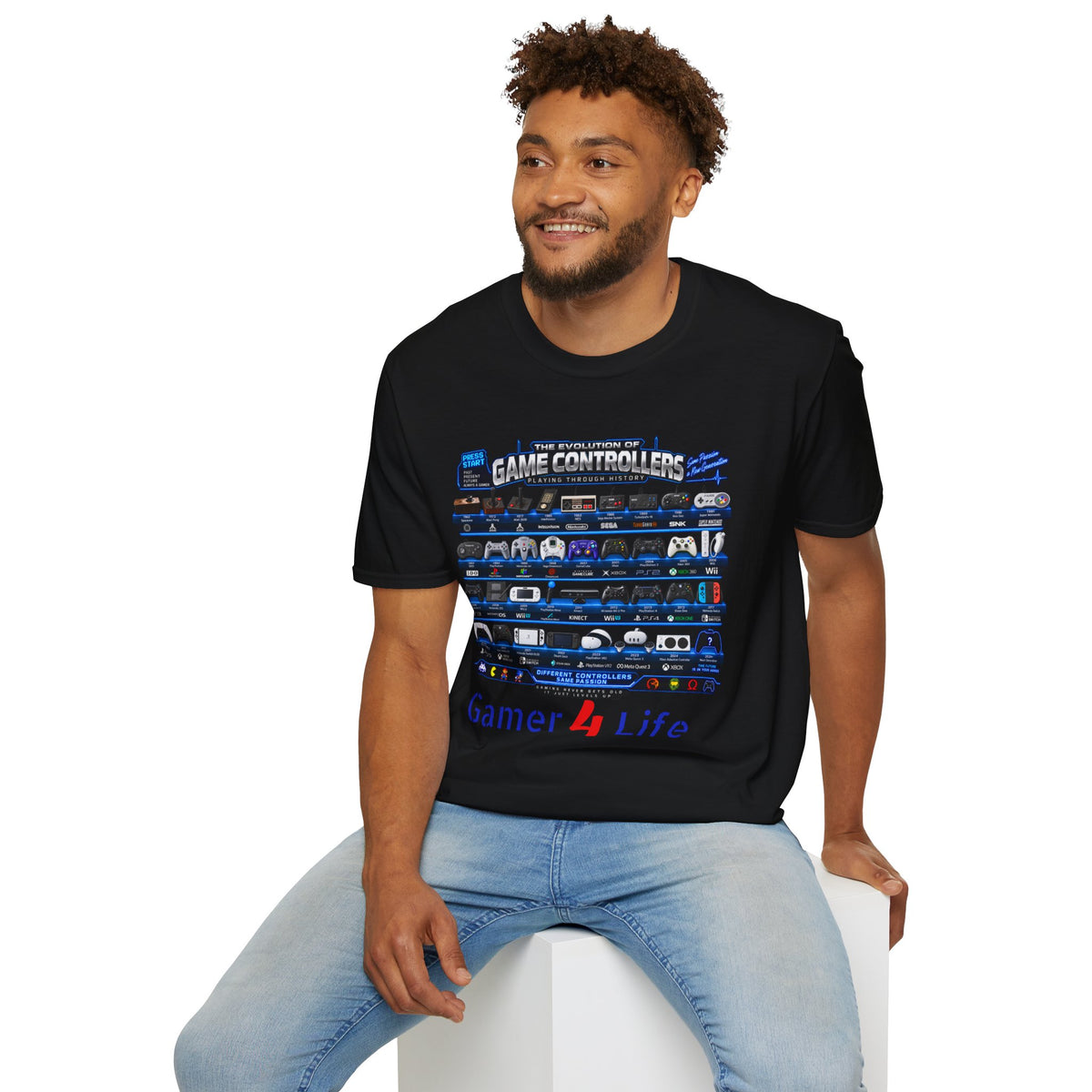 'Gamer 4 Life' Graphic Tee - Game Controllers Evolution