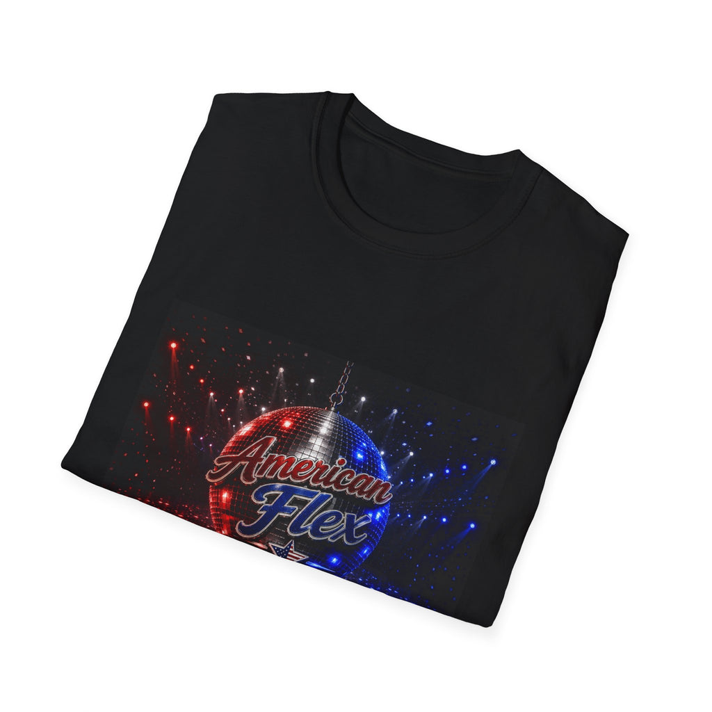 American Flex v2 T-Shirt — Patriotic Disco Graphic Tee