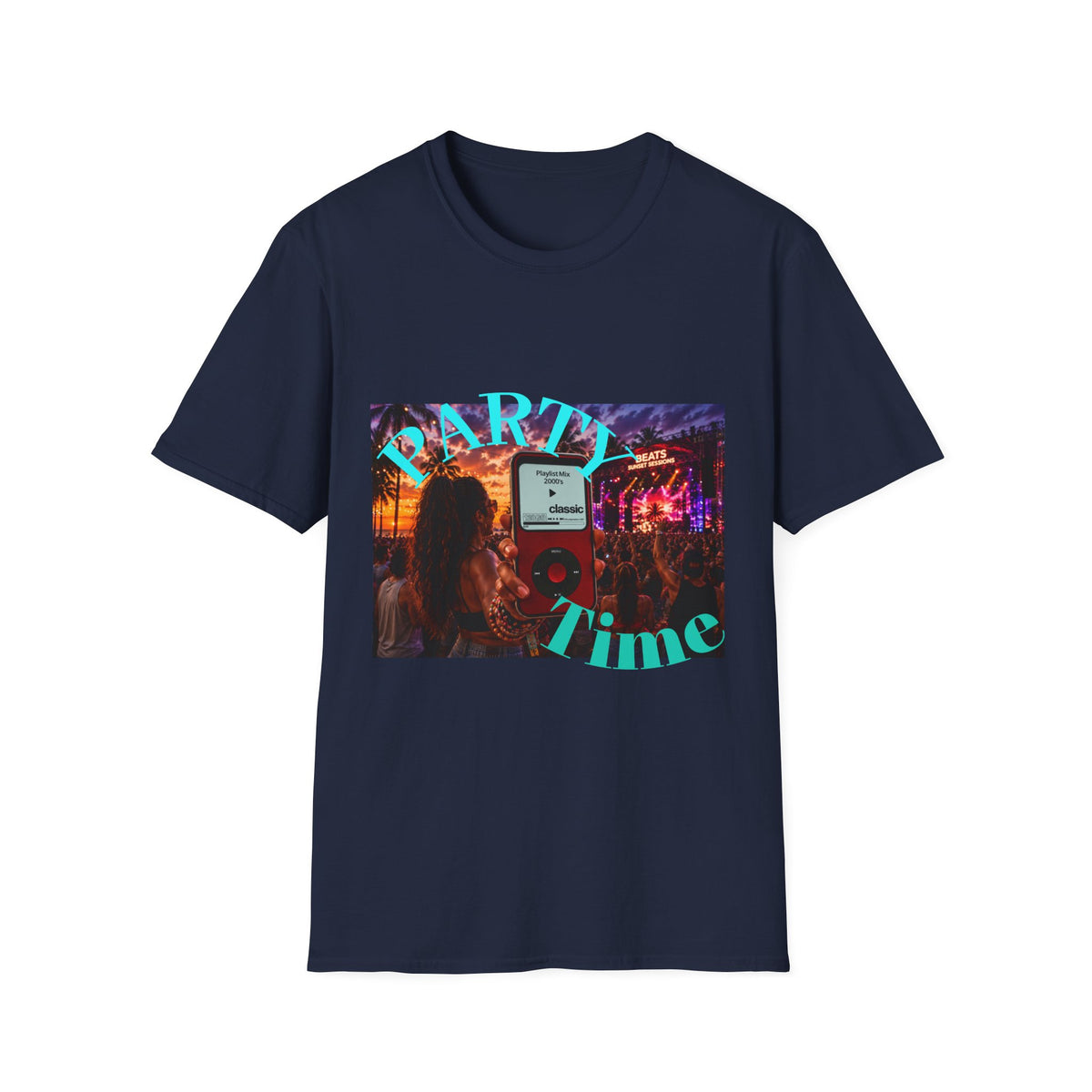 Party Time T-Shirt — Retro Concert Sunset Graphic with 'PARTY' & 'Vibes'